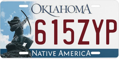 OK license plate 615ZYP