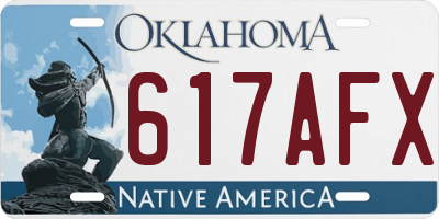 OK license plate 617AFX