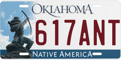 OK license plate 617ANT