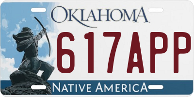 OK license plate 617APP