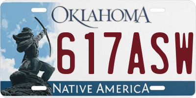 OK license plate 617ASW