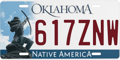 OK license plate 617ZNW