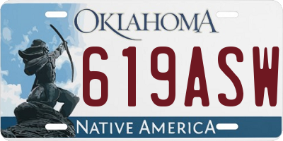 OK license plate 619ASW