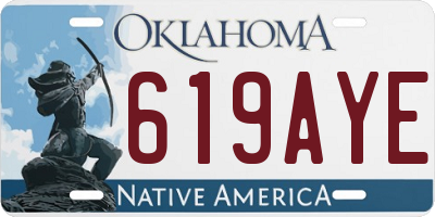 OK license plate 619AYE