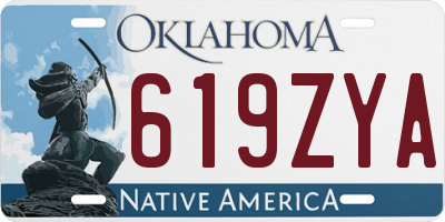 OK license plate 619ZYA