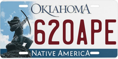 OK license plate 620APE