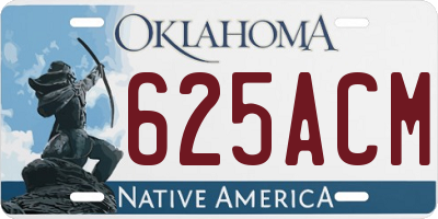 OK license plate 625ACM