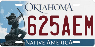 OK license plate 625AEM