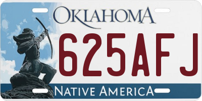 OK license plate 625AFJ
