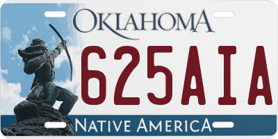 OK license plate 625AIA