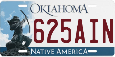 OK license plate 625AIN