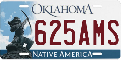 OK license plate 625AMS