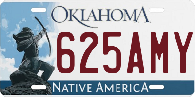 OK license plate 625AMY