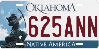 OK license plate 625ANN