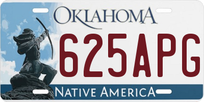 OK license plate 625APG