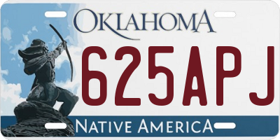 OK license plate 625APJ