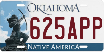 OK license plate 625APP