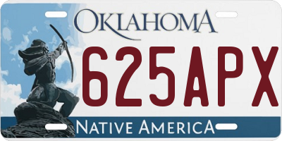 OK license plate 625APX