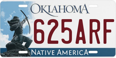 OK license plate 625ARF
