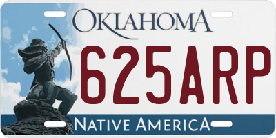 OK license plate 625ARP