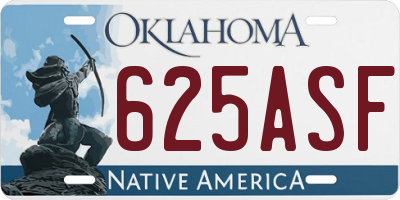 OK license plate 625ASF