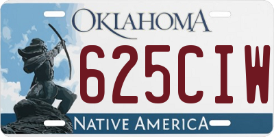 OK license plate 625CIW