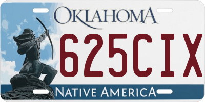 OK license plate 625CIX