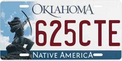 OK license plate 625CTE