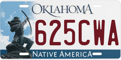 OK license plate 625CWA