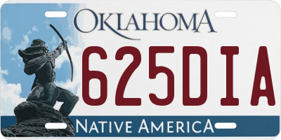 OK license plate 625DIA