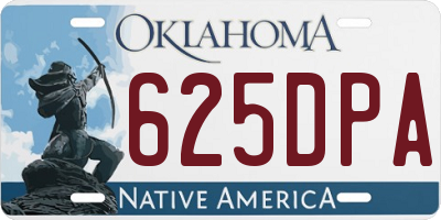 OK license plate 625DPA
