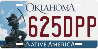 OK license plate 625DPP