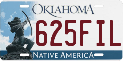 OK license plate 625FIL