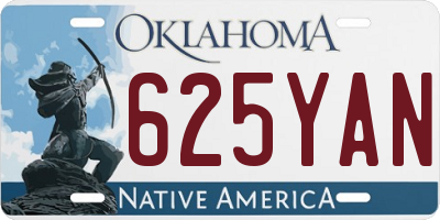 OK license plate 625YAN