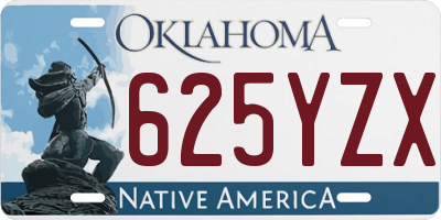 OK license plate 625YZX