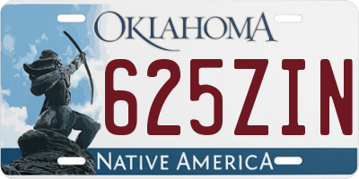 OK license plate 625ZIN