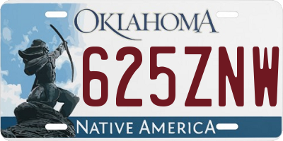 OK license plate 625ZNW