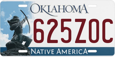 OK license plate 625ZOC