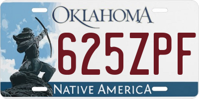 OK license plate 625ZPF