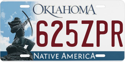 OK license plate 625ZPR
