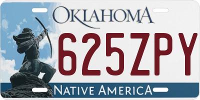 OK license plate 625ZPY