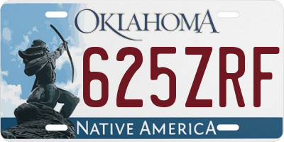 OK license plate 625ZRF