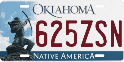 OK license plate 625ZSN