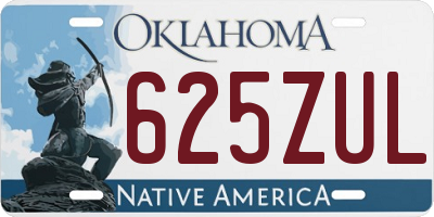 OK license plate 625ZUL