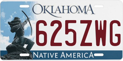 OK license plate 625ZWG