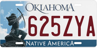OK license plate 625ZYA