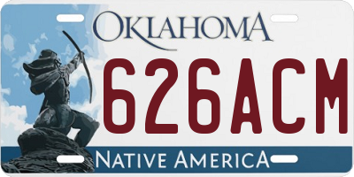 OK license plate 626ACM