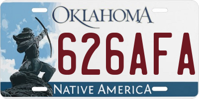 OK license plate 626AFA