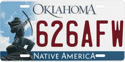 OK license plate 626AFW