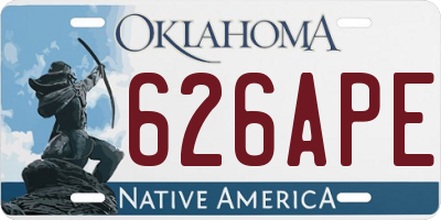 OK license plate 626APE